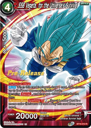 SSB Vegeta, for the Universe s Survival (BT16-012) [Realm of the Gods Prerelease Promos] Online