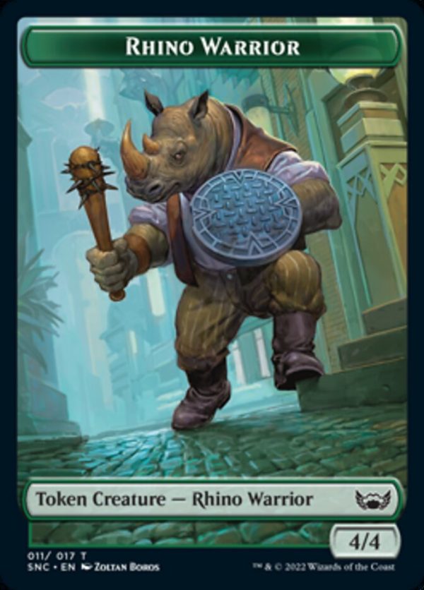 Treasure (017)    Rhino Warrior Double-Sided Token [Streets of New Capenna Tokens] For Discount