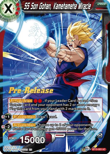 SS Son Gohan, Kamehameha Miracle (BT15-003) [Saiyan Showdown Prerelease Promos] Online now