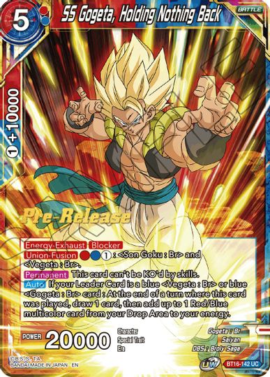 SS Gogeta, Holding Nothing Back (BT16-142) [Realm of the Gods Prerelease Promos] For Sale