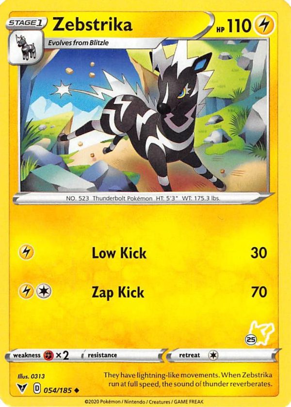 Zebstrika (054 185) (Pikachu Stamp #25) [Battle Academy 2022] For Sale