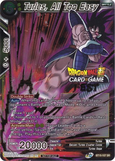 Turles, All Too Easy (Card Game Fest 2022) (BT15-107) [Tournament Promotion Cards] Online Hot Sale