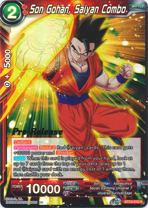 Son Gohan, Saiyan Combo (BT13-015) [Supreme Rivalry Prerelease Promos] For Discount