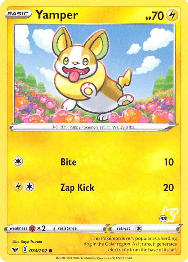 Yamper (074 202) (Pikachu Stamp #58) [Battle Academy 2022] on Sale