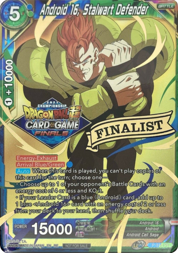 Android 16, Stalwart Defender (2021 Tournament Pack Vault Set - Finalist Gold Stamped) (P-310) [Tournament Promotion Cards] For Discount