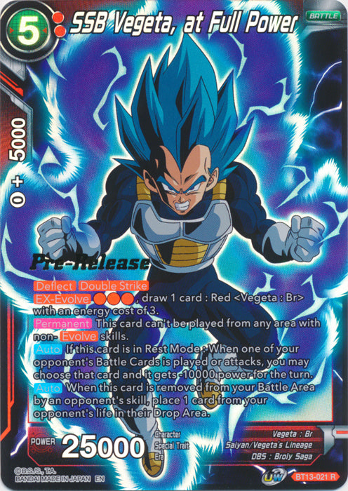 SSB Vegeta, at Full Power (BT13-021) [Supreme Rivalry Prerelease Promos] on Sale